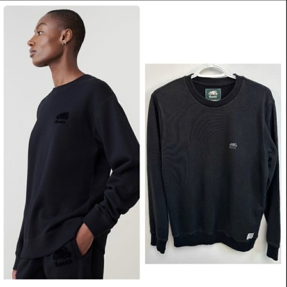 Roots Org. Cooper BF Crew Logo Sweater XS